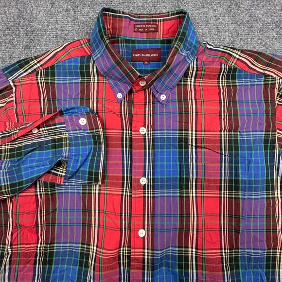 Chaps Ralph Lauren Other - VTG Chaps Ralph Lauren Shirt Mens XL Multi Plaid Button Down Long Sleeve 80s 90s